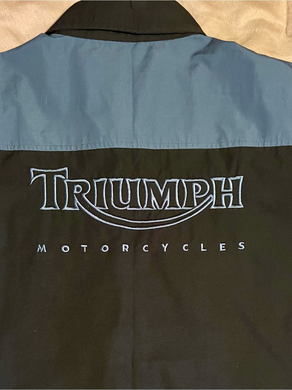 Triumph Black and Light Blue Motorcycle Garage Shirt